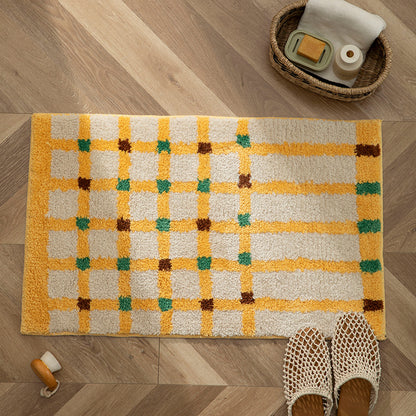 Weicher Läufer-Badteppich mit geometrischem Karomuster und rutschfester Unterseite Brehn