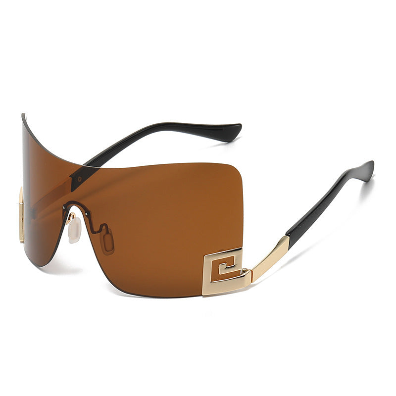 Damen Oversized Shield-Sonnenbrille mit extravagantem Design Brehn