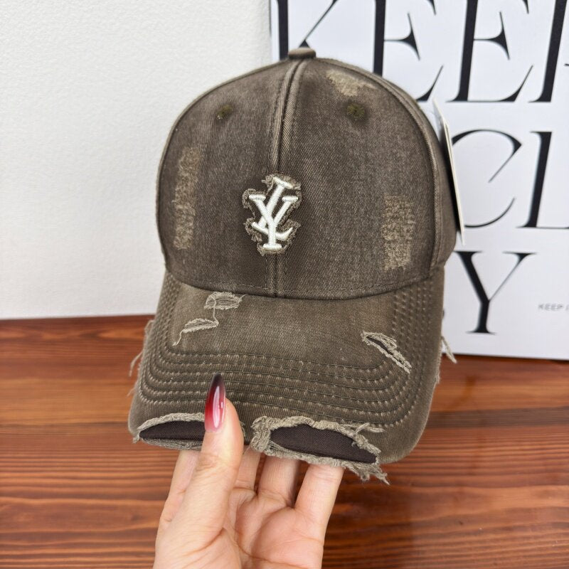 Herren Distressed Denim Verstellbare Baseballmütze Brehn