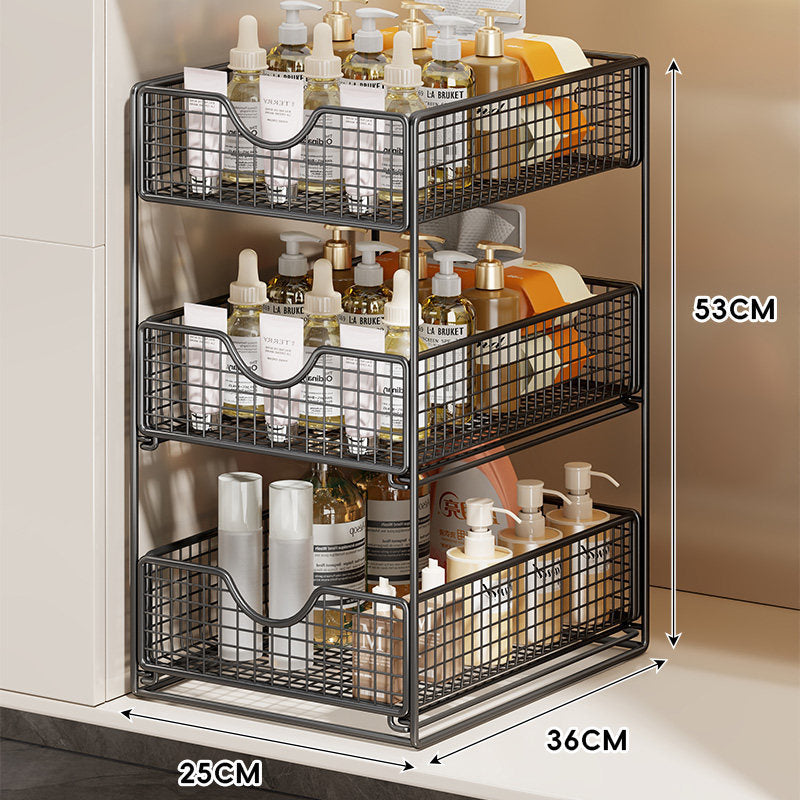 Drei-Tier Schubladenregal Organizer aus Netz für Küche und Badezimmer