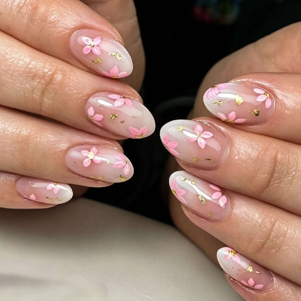 Dekorativer Floral Press-On Nagel Satz Brehn