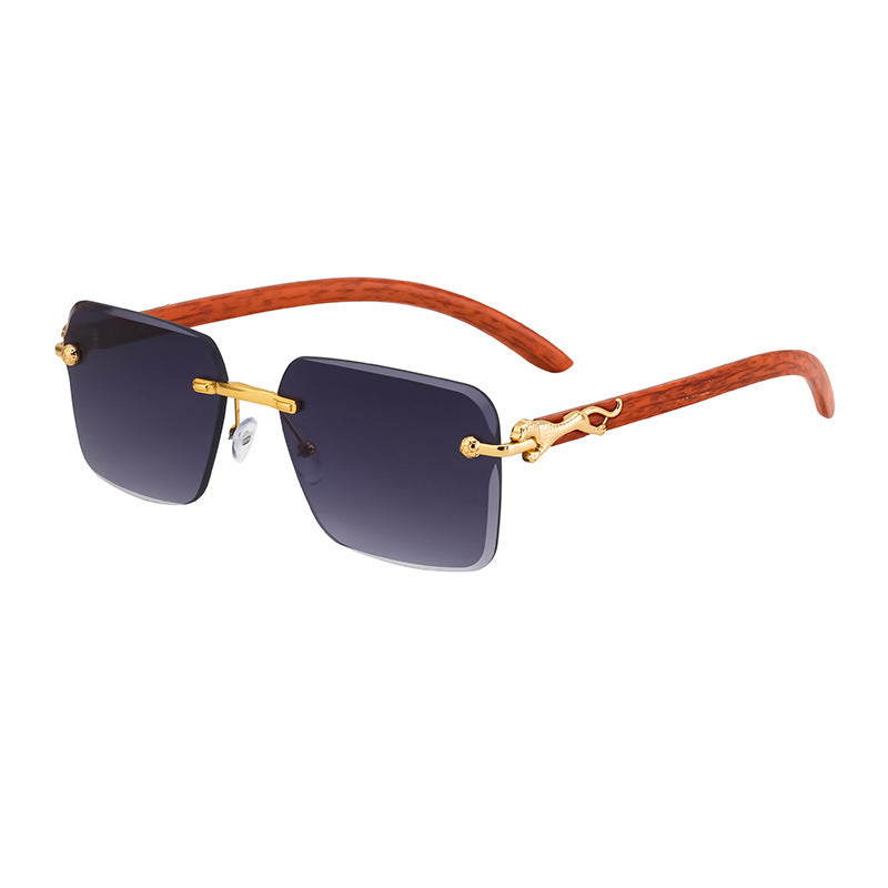 Damen Modische Quadratische Sonnenbrille mit eleganten Holzarmen Brehn