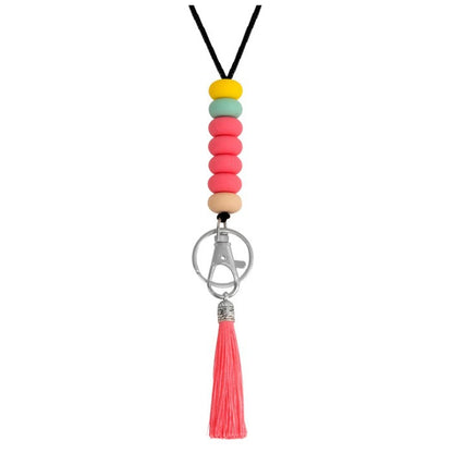 Bunter Perlen-Schlüsselanhänger Lanyard mit Quaste Brehn