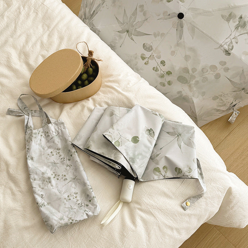 Damen Faltbarer Regenschirm mit elegantem botanischem Muster Brehn
