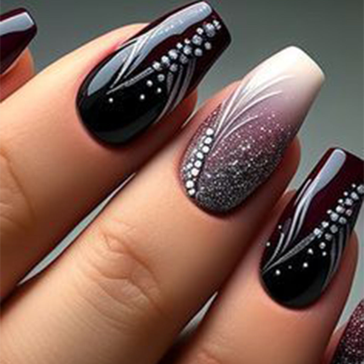 Glamouröse Dekorative Stiletto Druck-Nägel Brehn