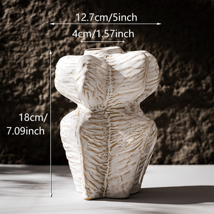 Keramische skulpturale Torso-Vase mit strukturierter Glasur und schmalem Hals