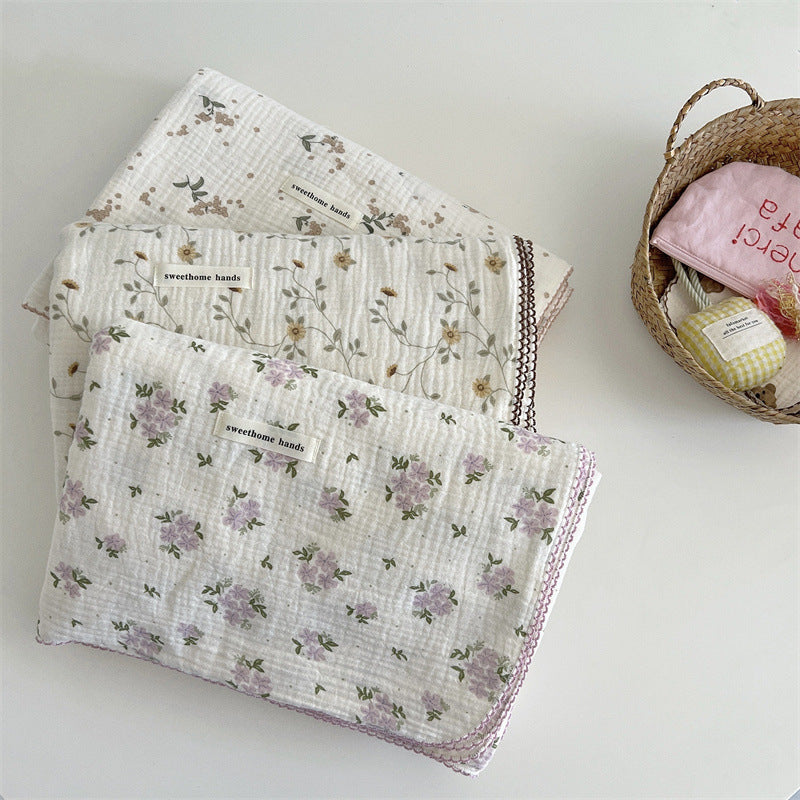 Unisex vielseitige Musselin-Decke mit floralen Akzenten Brehn