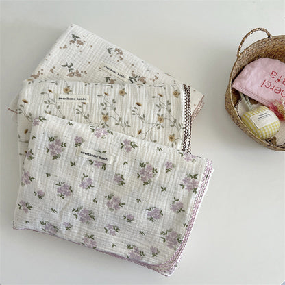 Unisex vielseitige Musselin-Decke mit floralen Akzenten Brehn