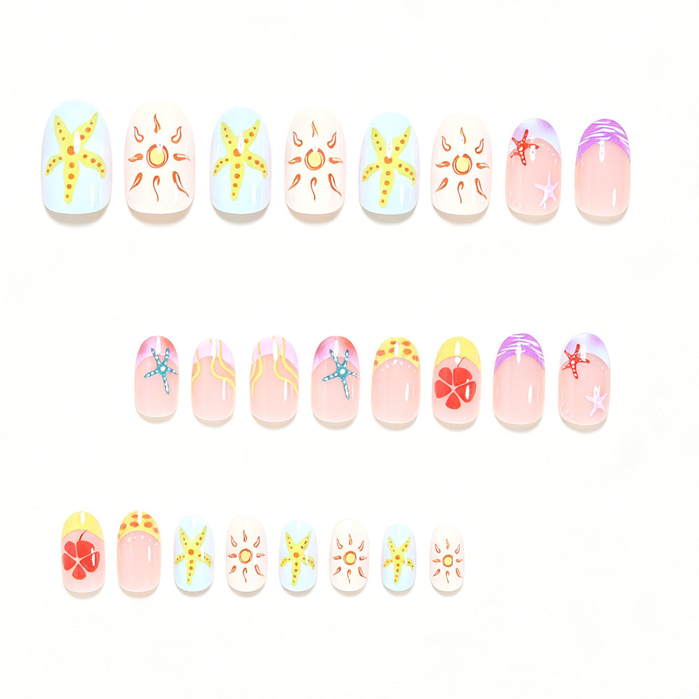 Künstlerische Sommer-Themen Press-On Nagelkunst Brehn