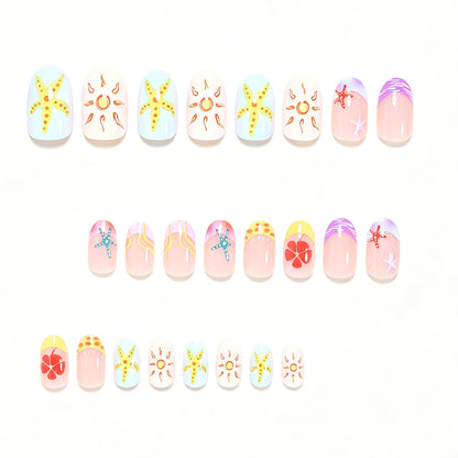 Künstlerische Sommer-Themen Press-On Nagelkunst Brehn