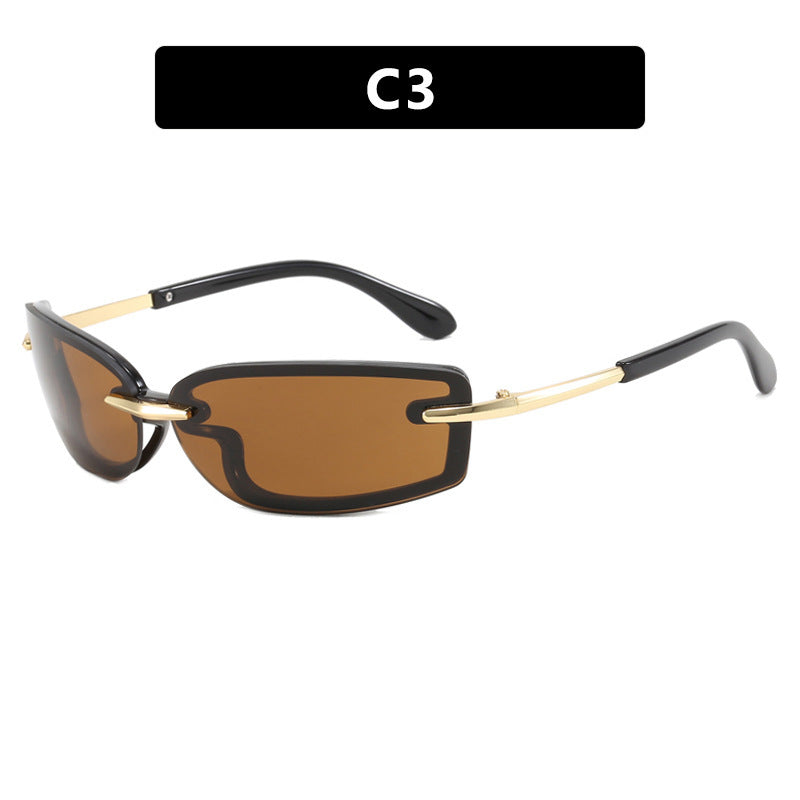 Damen modische Sonnenbrille im futuristischen Design und transparentem Rahmen Brehn