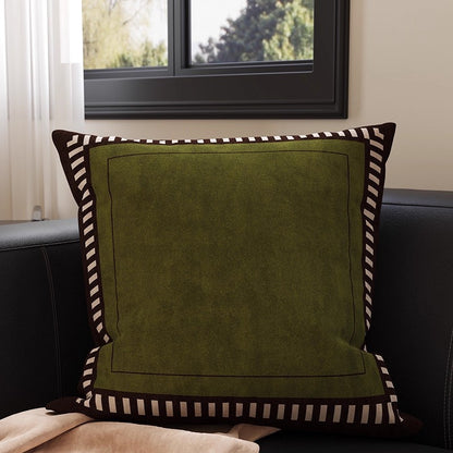 Square Velvet Accent Pillow Cover with Vintage Botanical Tapestry Print and Contrast Border