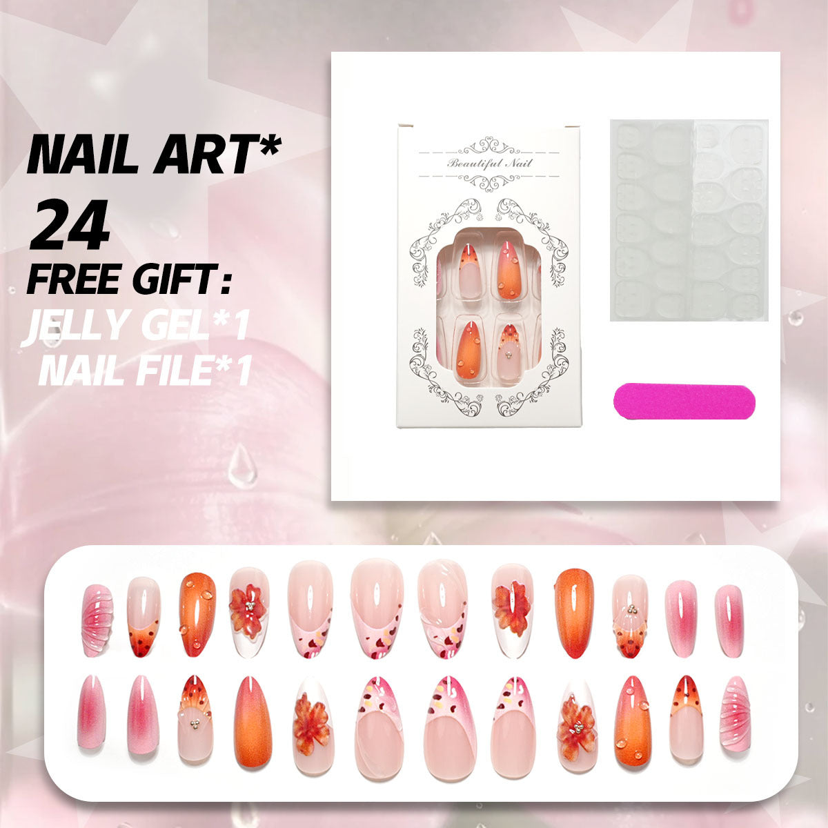 Premium Floral Press-On Nagel Set