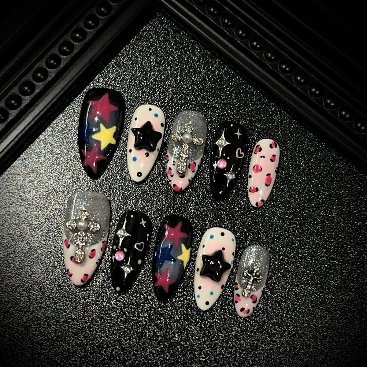 Künstlerisches Stern-Motiv Press-On Nagelset