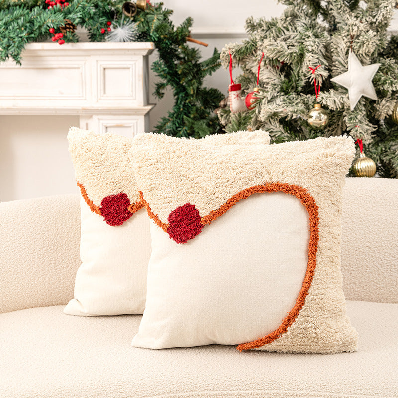 Weihnachtliches Lendenkissen-Dekorationskissen-Set mit gestepptem Urlaubsornament und Pom-Akzent