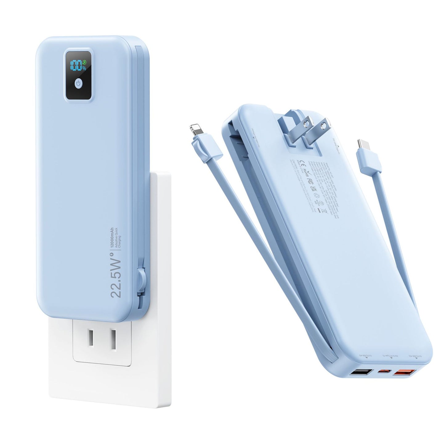Powerbank mit Digitalem Lcd-Display und Integriertem Ladegerät Brehn