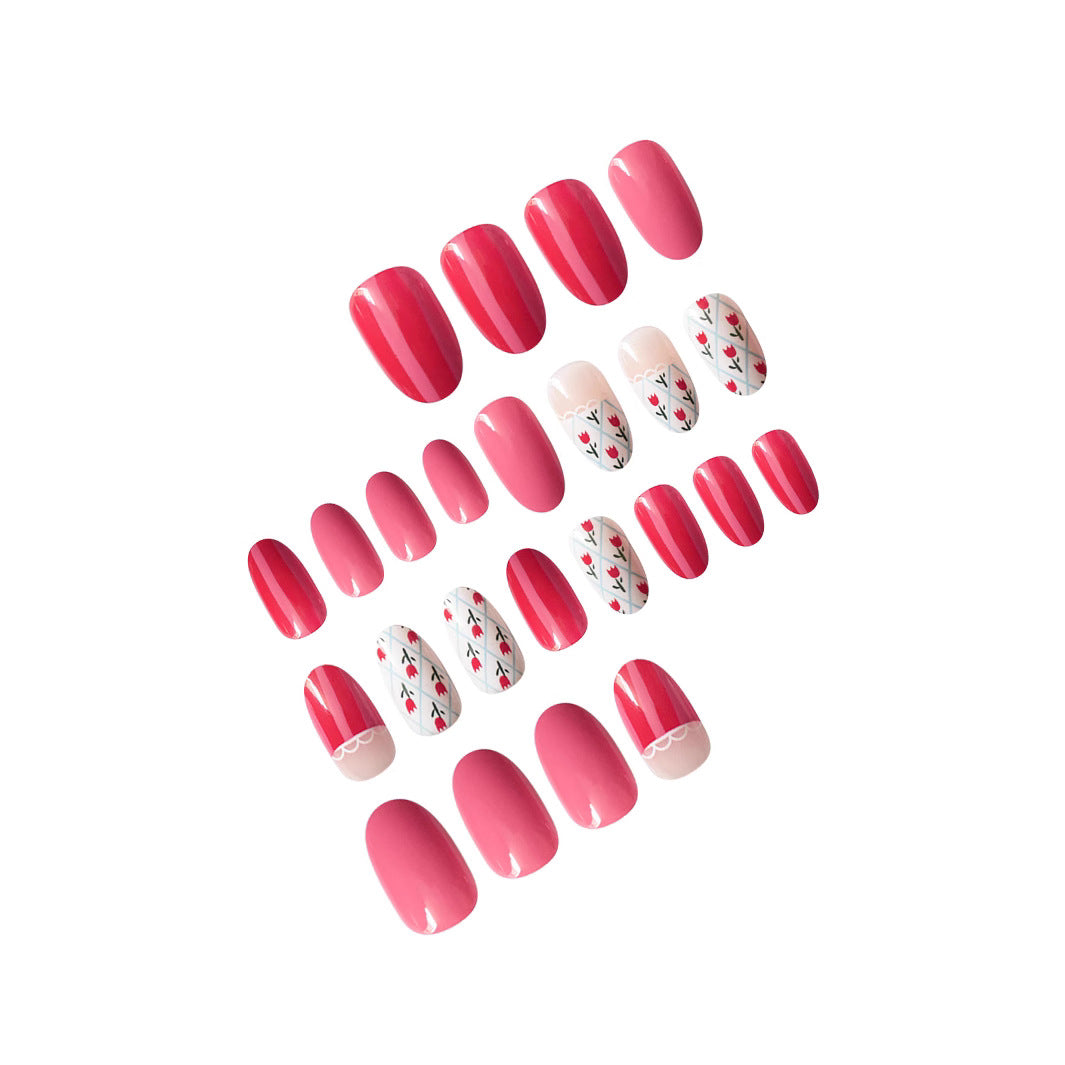 Künstlerisches Floral gemustertes Press-On Nail Art Set Brehn