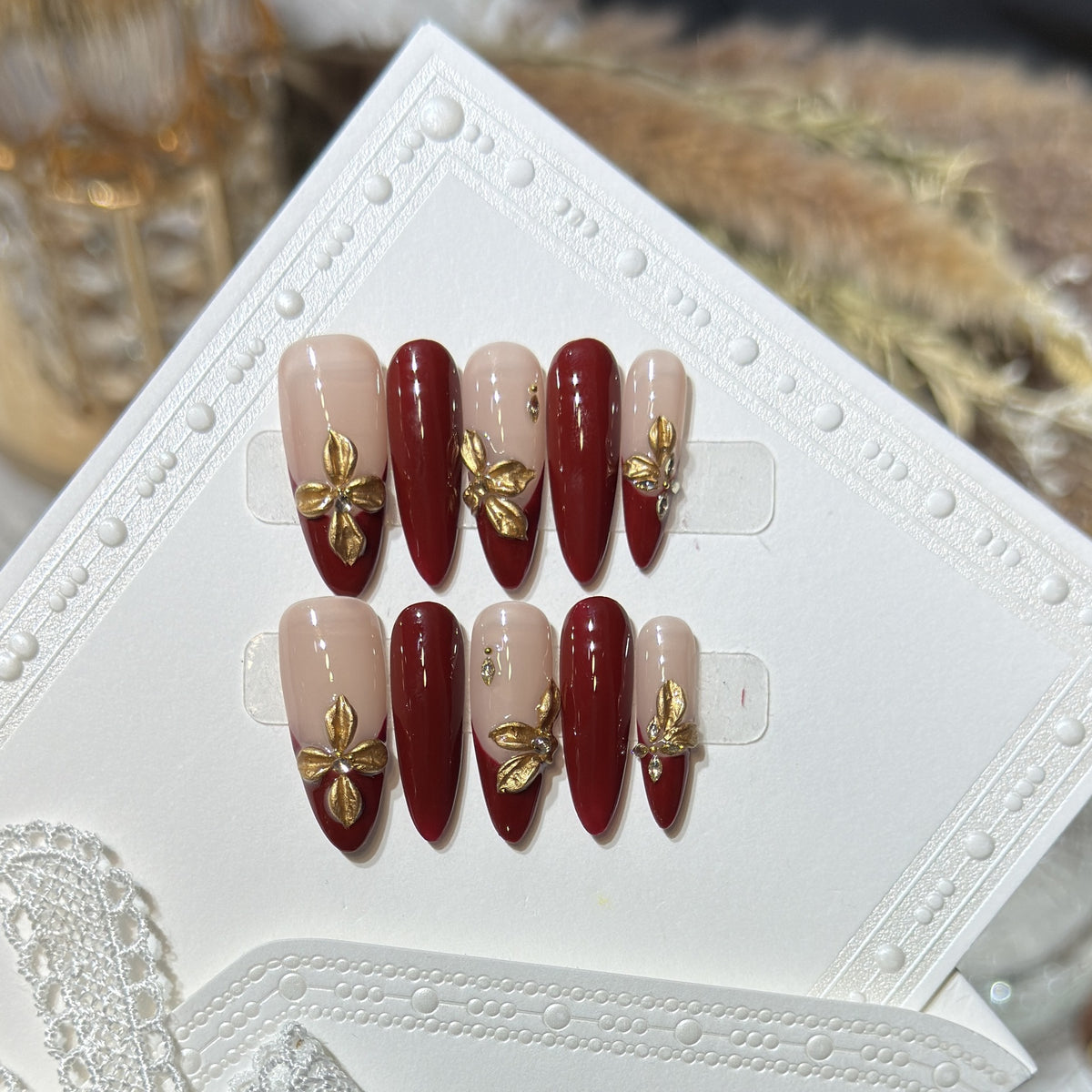 Luxuriöser Floraler Acrylnagel-Set Brehn