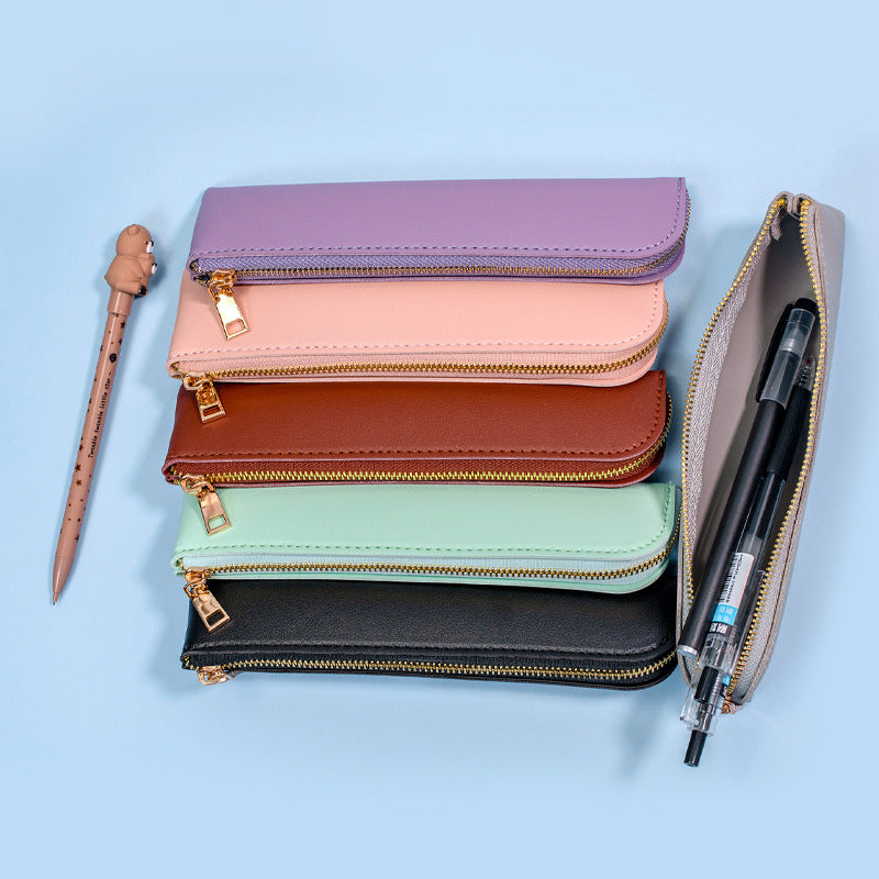 Premium Leder Reißverschluss Bleistift Etui Brehn