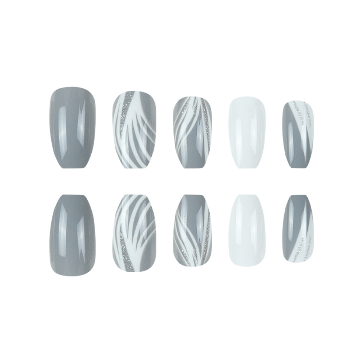 Glänzendes Stiletto Press-On Nagelset mit glitzerndem Design Brehn
