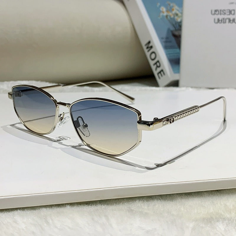 Damen elegante Sonnenbrille mit funkelndem Metallrahmen Brehn