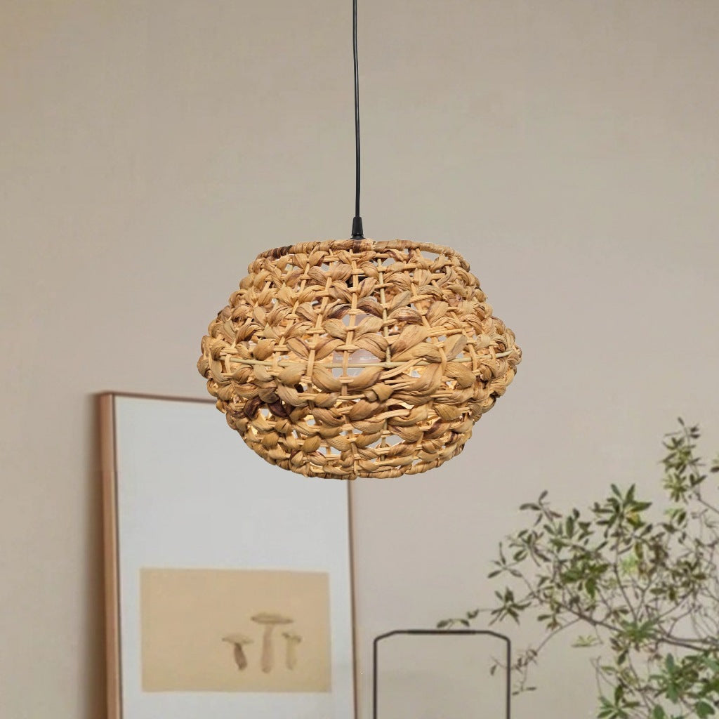 Handgewebte Rattan Pendelleuchte