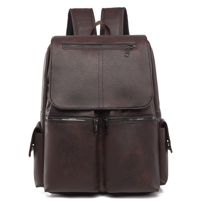 Stylische Mehrfach-Taschen Leder Rucksack Brehn