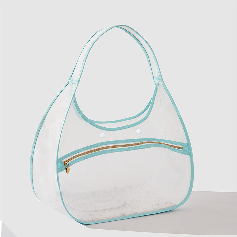 Damen transparente Strandtasche mit robusten Henkel und praktischem Innenfach Brehn