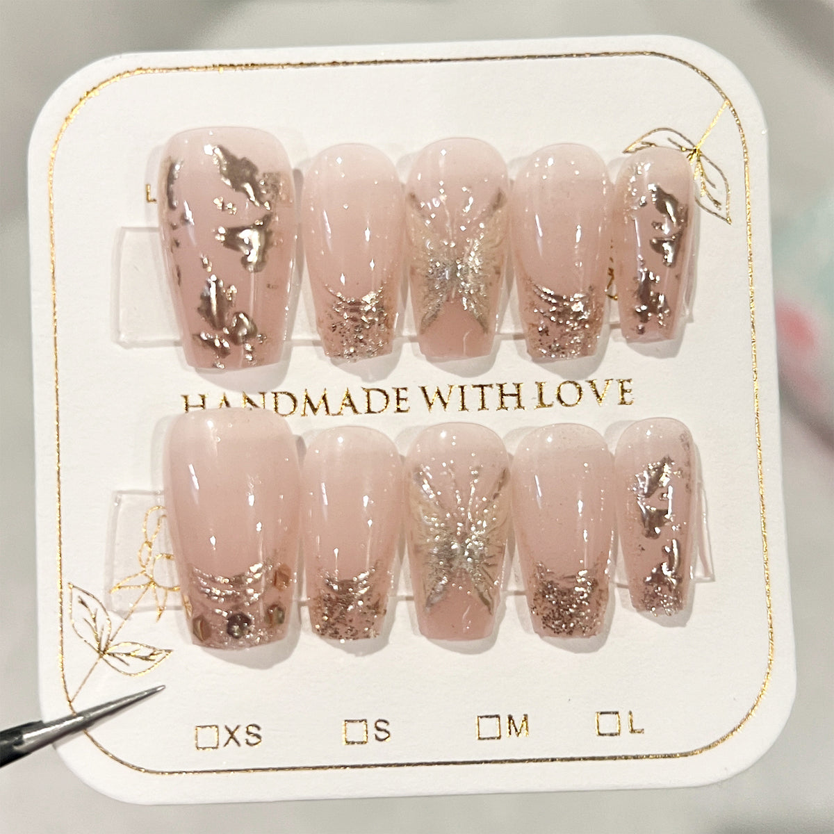 Künstliche Nagel-Nailart-Set mit Glitzer- und Blumenverzierungen Brehn