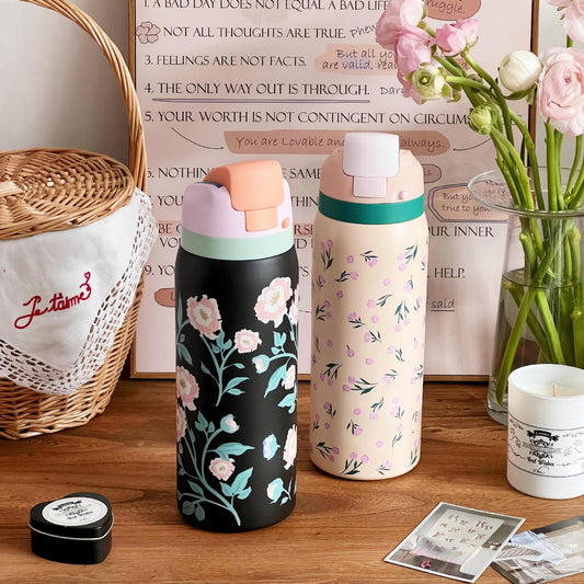 Damen Isolierte Wasserflasche mit floralem Design Brehn