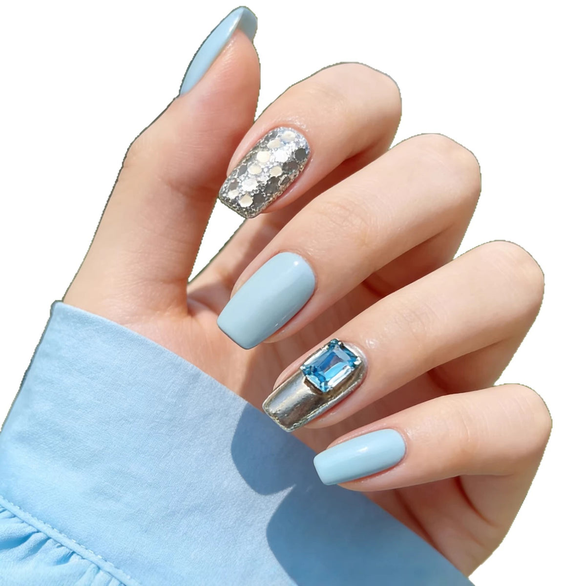 Dekorativer, mit Edelsteinen verziérter Press-On-Nagelsatz