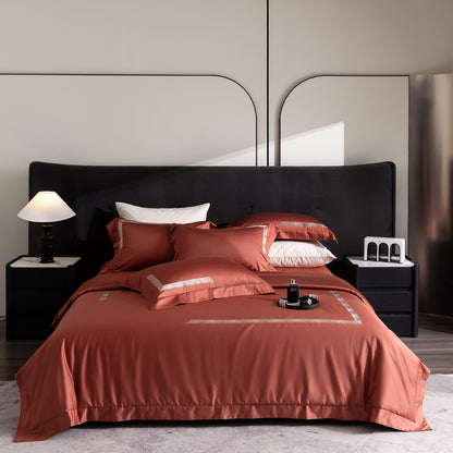 Luxus ägyptisches Baumwollsatin Bettwäsche Set mit besticktem Rand