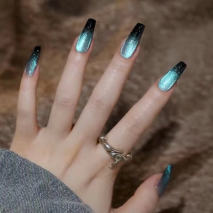 Stylische Glitzer-Gradient-Press-On-Nagelspitzen