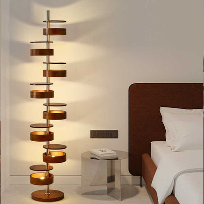 Spiral Stehlampe mit mehreren Lichtscheiben