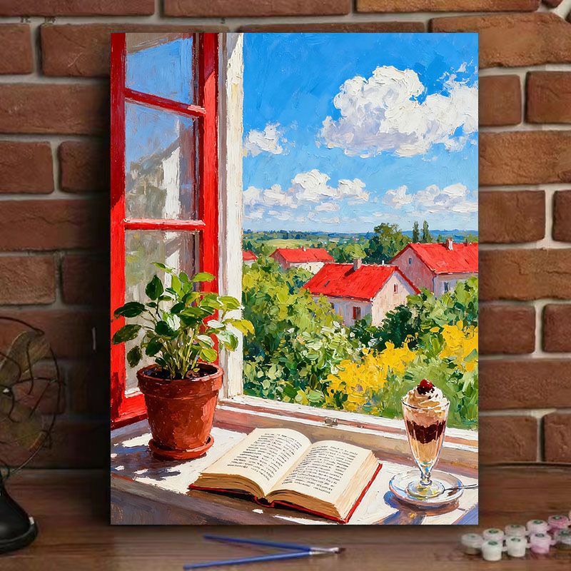 Scenic Window View Leinwand Druck Brehn