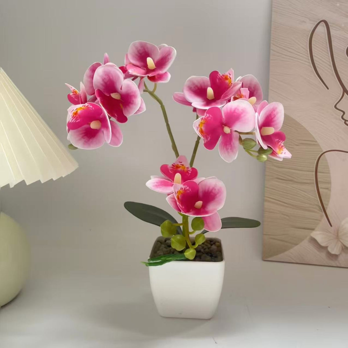 Lebensechte Orchideenpflanzenanordnung für die Heimpräsentation