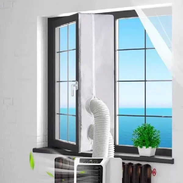 Unisex Einheitsgröße verstellbare Fensterbelüftungsadapter-Kit für tragbare Klimaanlagen mit Reißverschluss-Stoffpanel und Klebeband mit Haken und Schleife Brehn