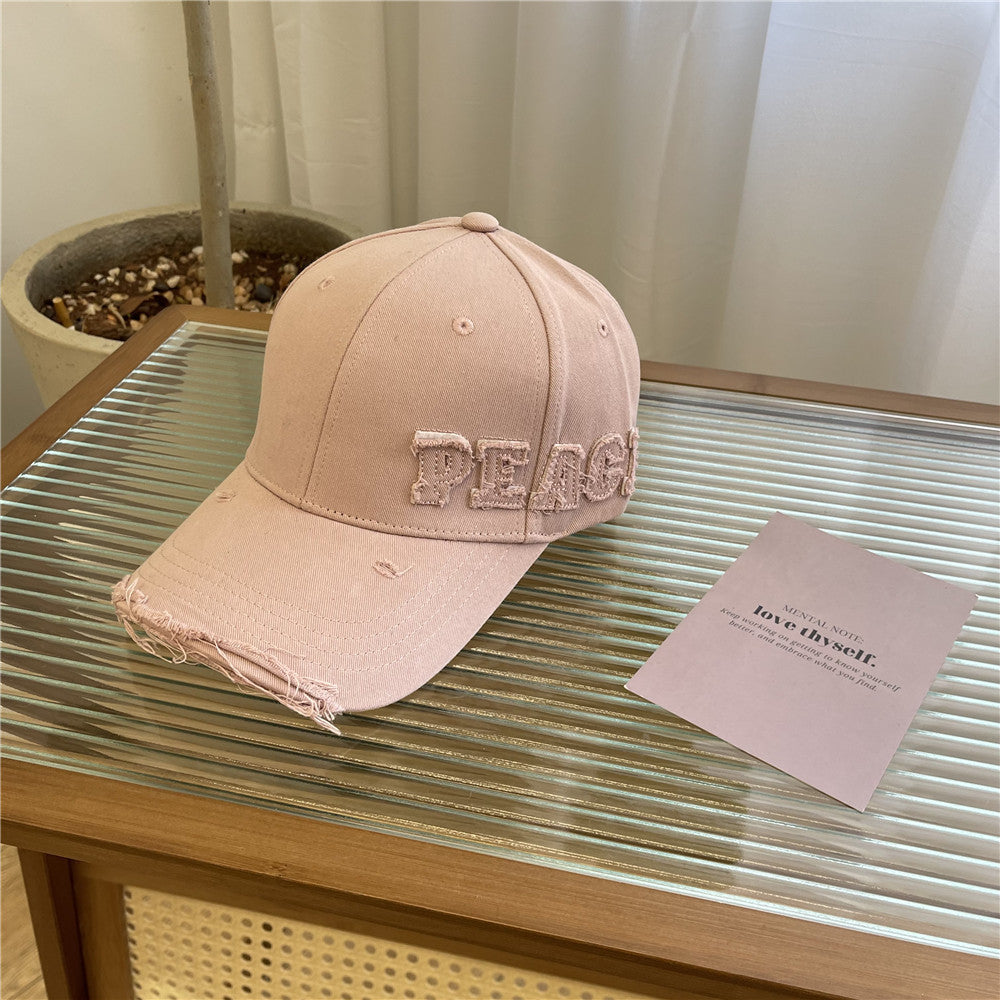 Damen Distressed Graphic Peace Baseball Cap Brehn