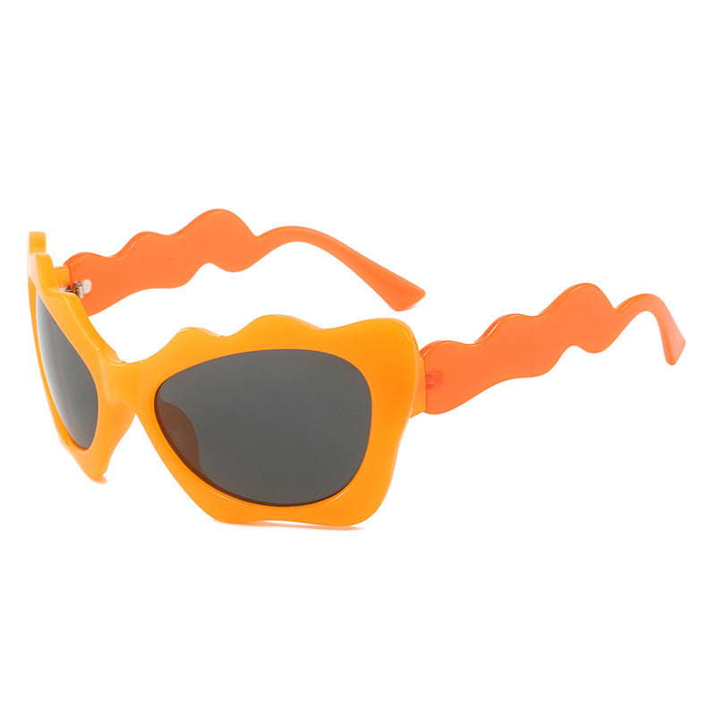 Damen extravagante Sonnenbrille mit wellenförmigem Rahmendesign Brehn