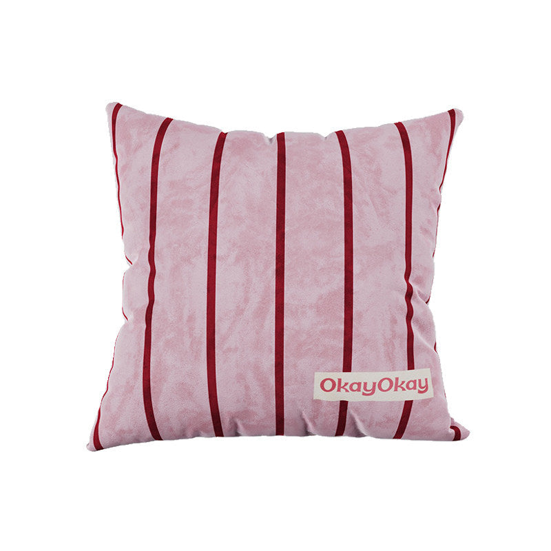 Square Velvet Striped Decorative Throw Pillow with Plush Insert