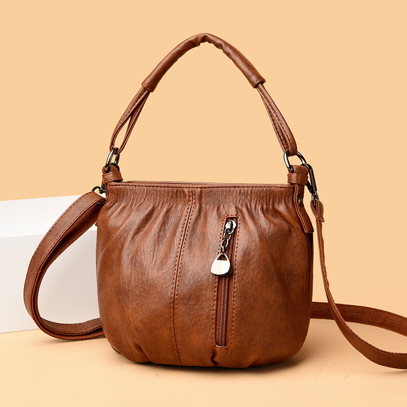Lässige Leder Schultertasche