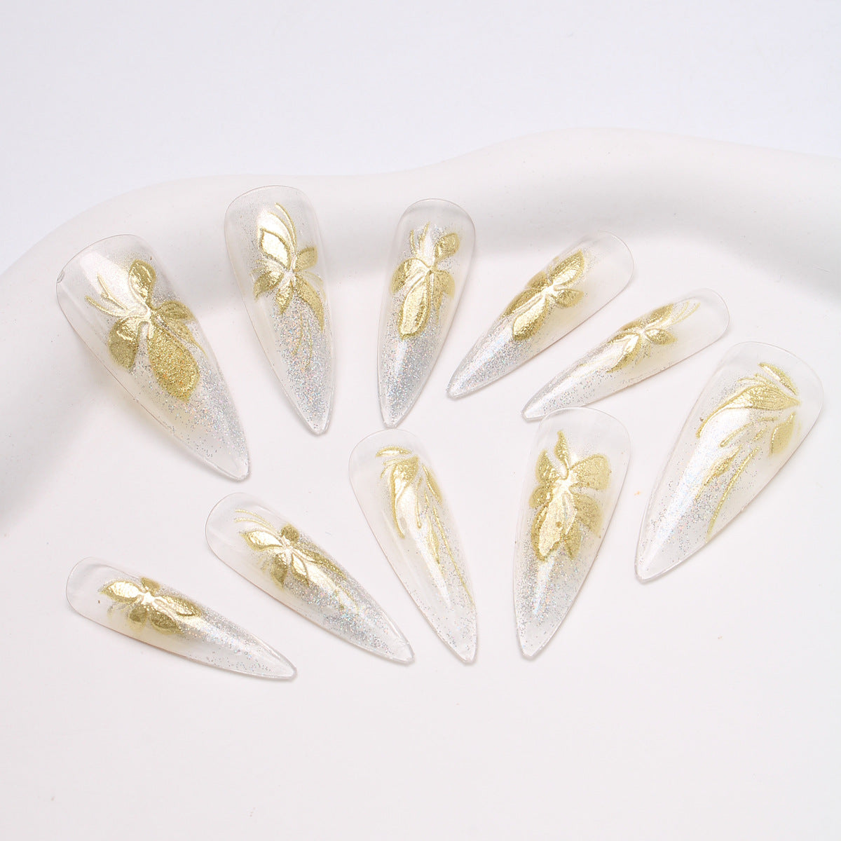 Blumeninspiriertes Press-On Nail Set Brehn