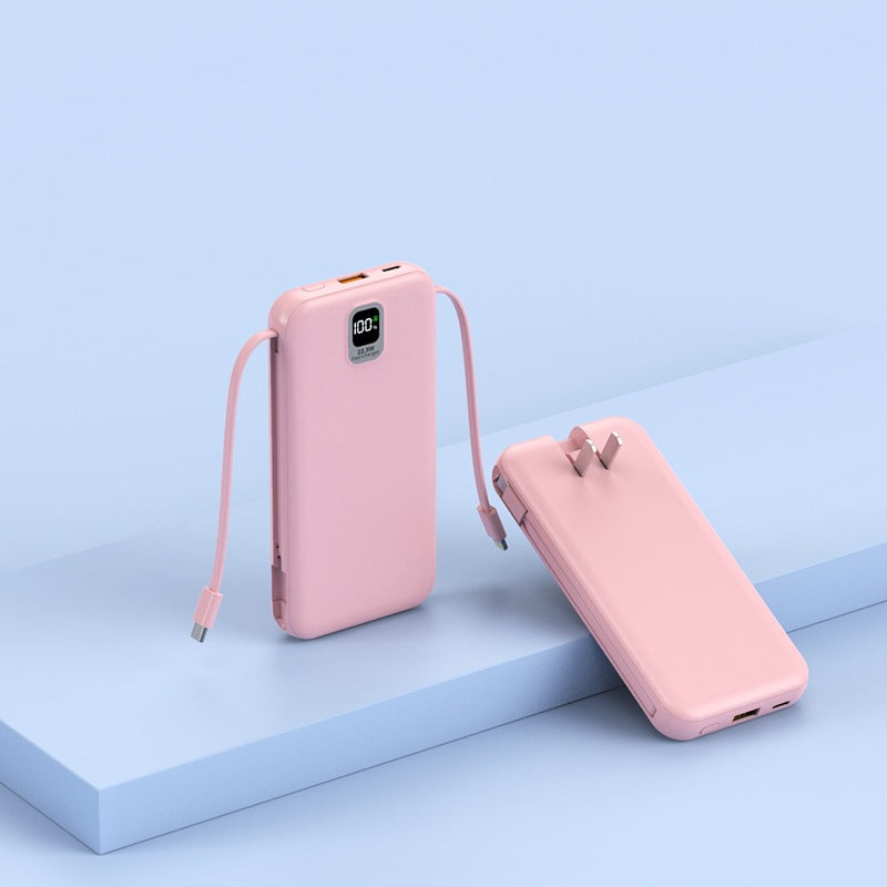 Tragbare Powerbank mit integriertem Ladekabel und LED-Display Brehn