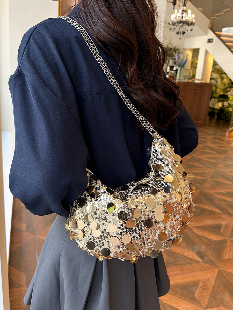 Funkelnde Paillette Hobo-Handtasche