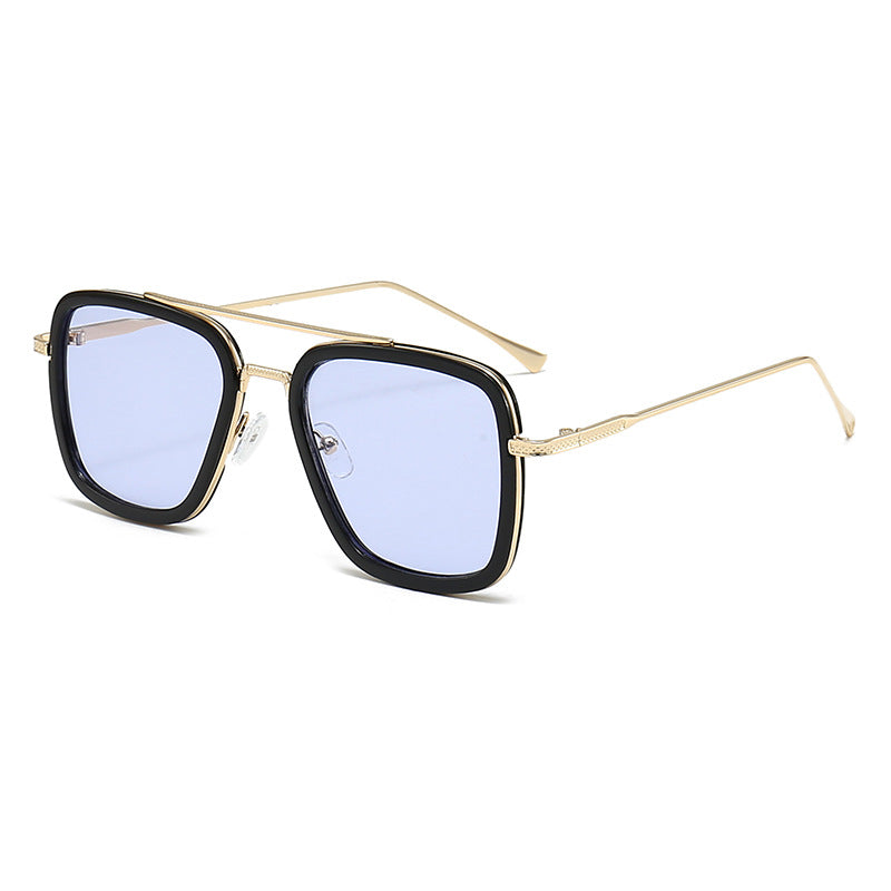 Damen modische quadratische Sonnenbrille mit glamourösem Metallrahmen Brehn