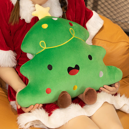 Plüsch Schneemann Dekoratives Kuschelkissen mit gesticktem Gesicht, Schal & Pompon-Hut Brehn