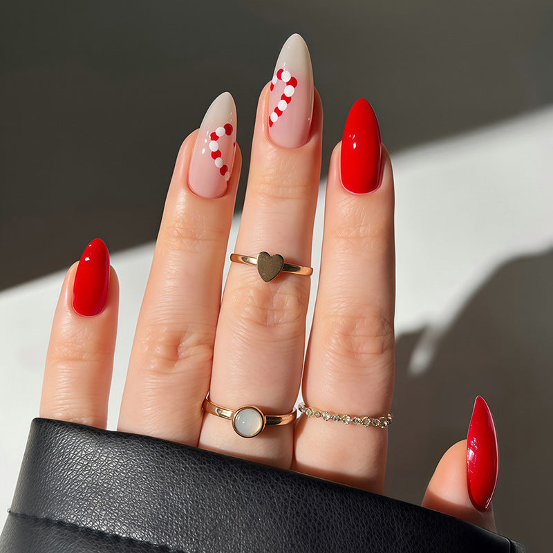 Saisonales Press-On-Nagelkunst-Set mit Zuckerstange und glanzendem Finish Brehn