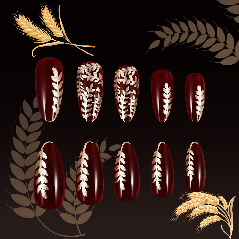 Elegante Botanische Press-On Nagelkunst Brehn