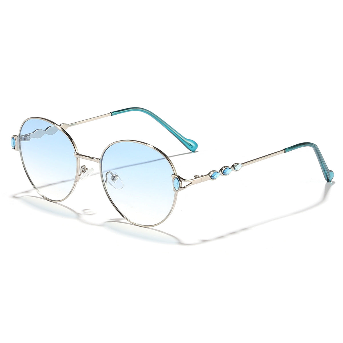 Damen runde Sonnenbrille mit elegantem Metallrahmen und verspiegelten Gläsern Brehn