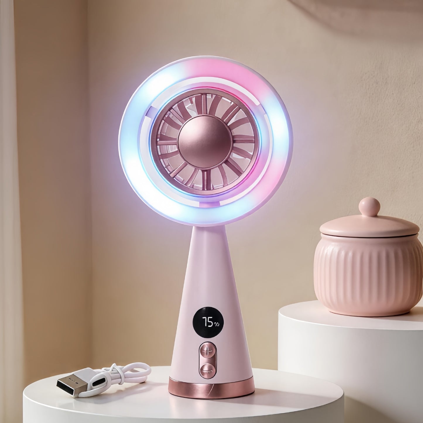 Damen Tragbarer Mini-Ventilator mit USB-Ladefunktion und leiser Betriebsweise Brehn